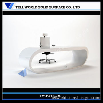 Corian Oval Design White Office Table (TW-PATB-226)